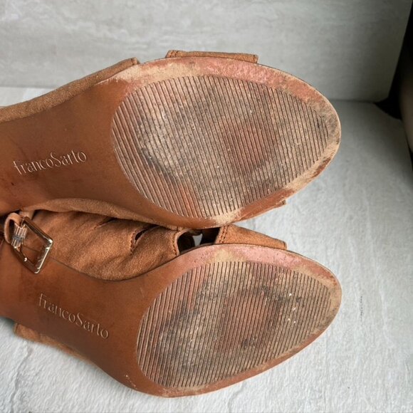 Franco Sarto Rust Orange Tan Brown OpenToe Heel Sandals size 6 - Picture 10 of 10
